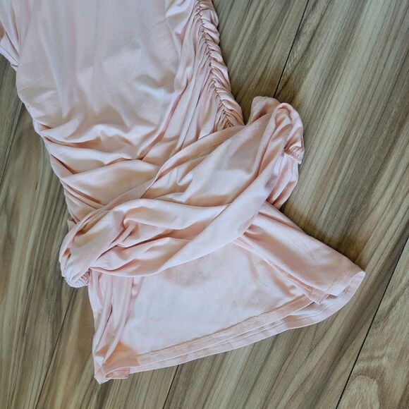 🆕️ Camila Coelho Astella Ruched High Neck Mini Bodycon Dress in Peach Nude - Picture 10 of 13